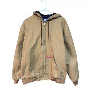 Dickies Quilted Jacket Like Carhartt Brown Sz Large Workwear Hooded